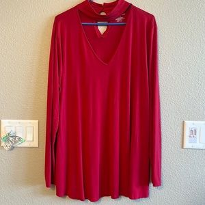 Lane Bryant 22/24 Red Long Sleeve V-neck